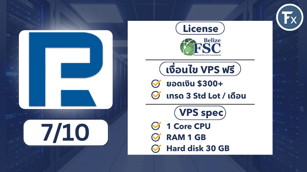 เงื่อนไขและสเปก VPS ฟรีของโบรกเกอร์ Roboforex