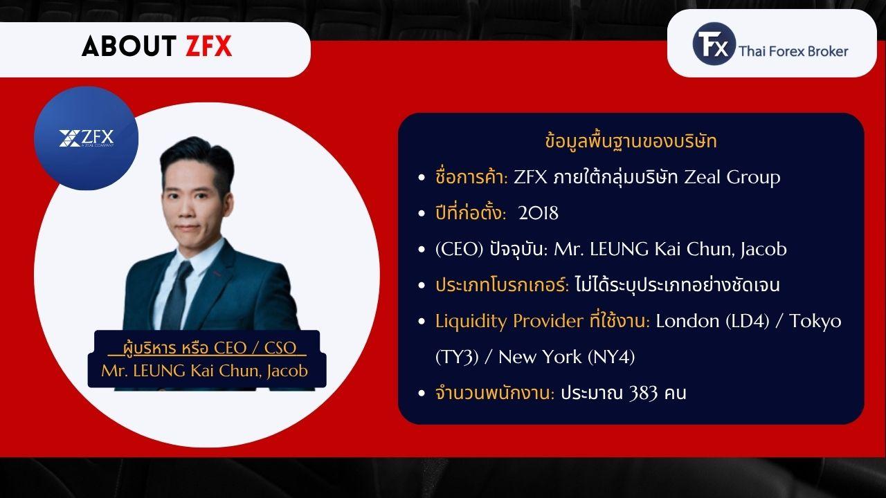 ข้อมูลเกี่ยวกับบริษัทและผู้บริหารของ ZFX