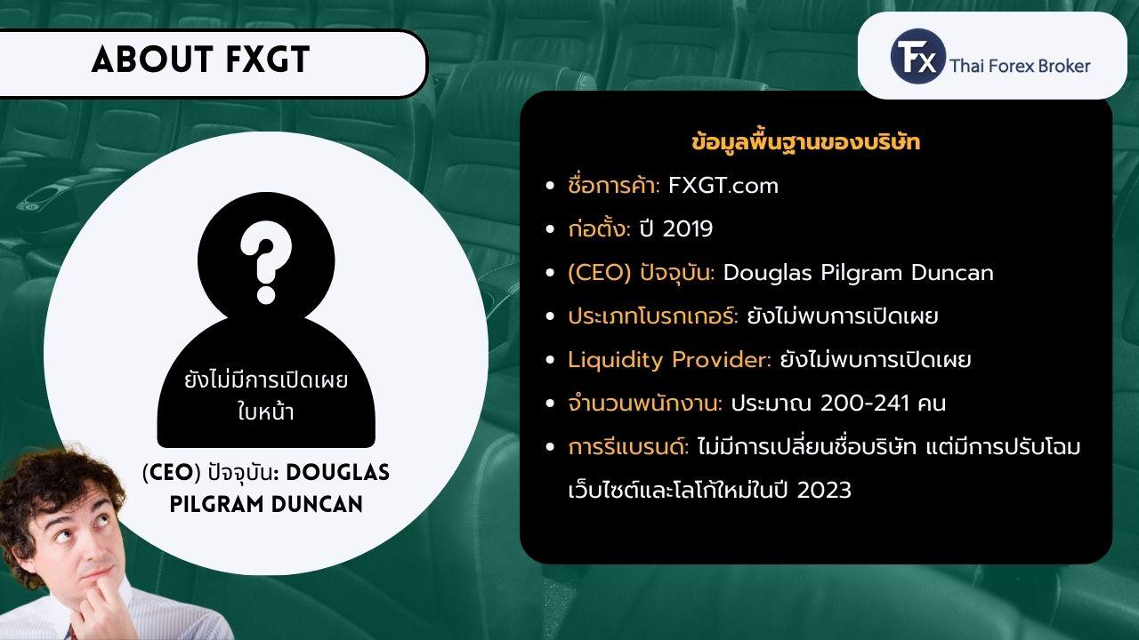 ข้อมูลเกี่ยวกับบริษัท FXGT และ CEO
