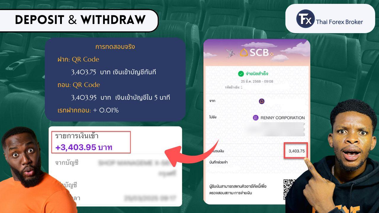 ภาพทดสอบการฝากและถอนเงินจริงกับ FXGT
